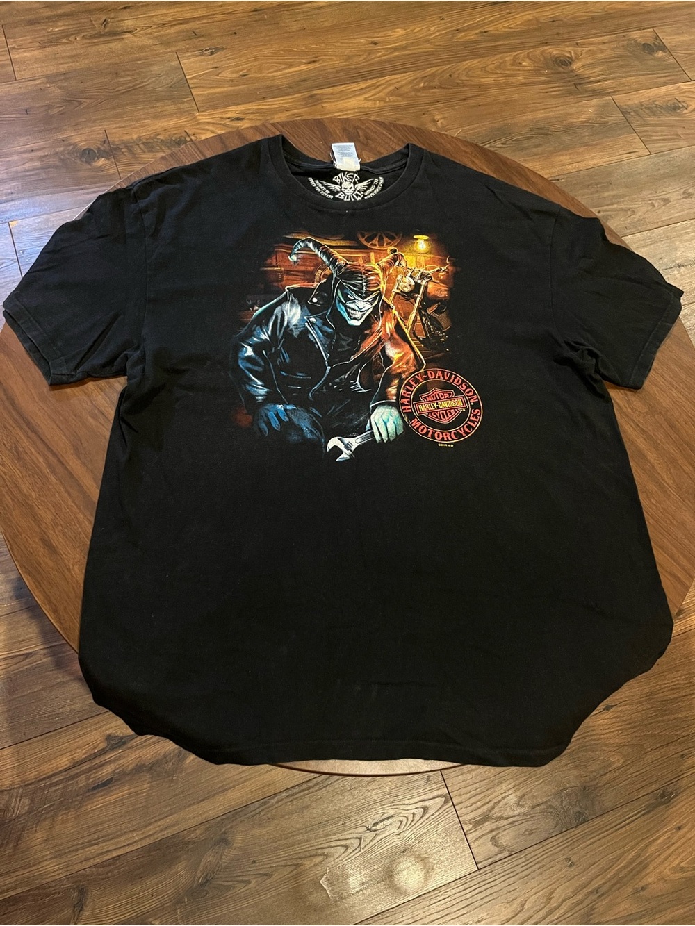 Harley-Davidson Black Tee with Flaming Biker Graphic